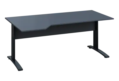 EZK 18 - 184 stůl kancelářský, rohový, levý, kovová podnož černá, deska 18 mm, široký 1800 mm, antracit